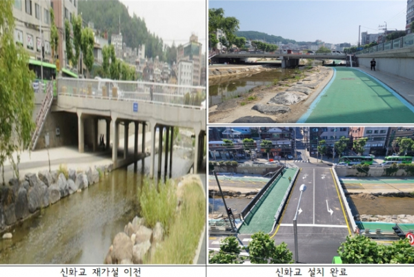 신화교 재가설 사진 전후