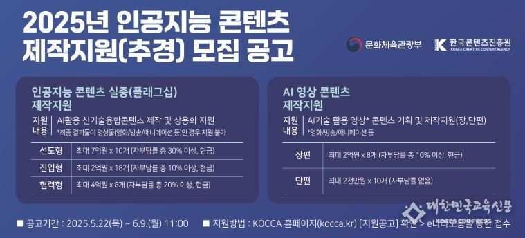 인공지능 콘텐츠 제작 지원 사업 공모 안내 그림